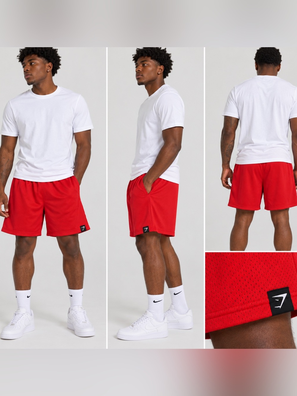 Gymshark Red Mesh Athletic Shorts 9”